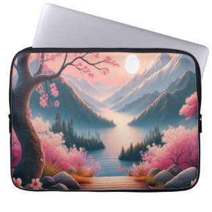 Japanese Cherry Blossoms Mountain Forest Landscape Laptop Sleeve
