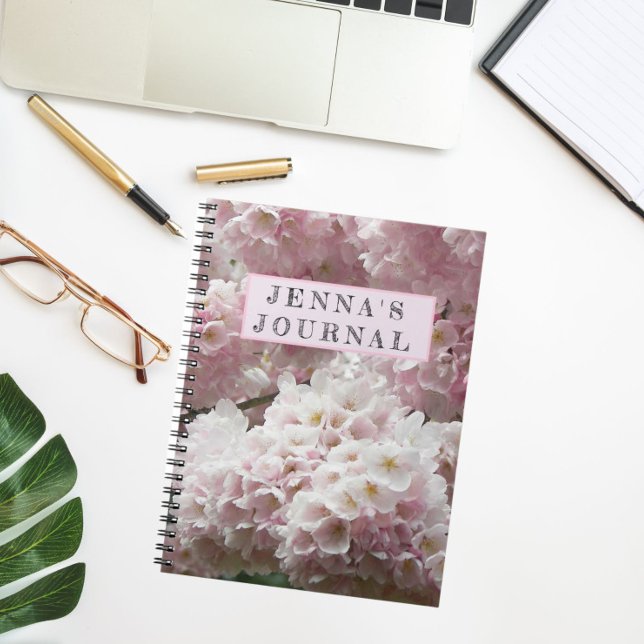 Japanese Cherry Blossoms Personalised Floral Notebook (In Situ)