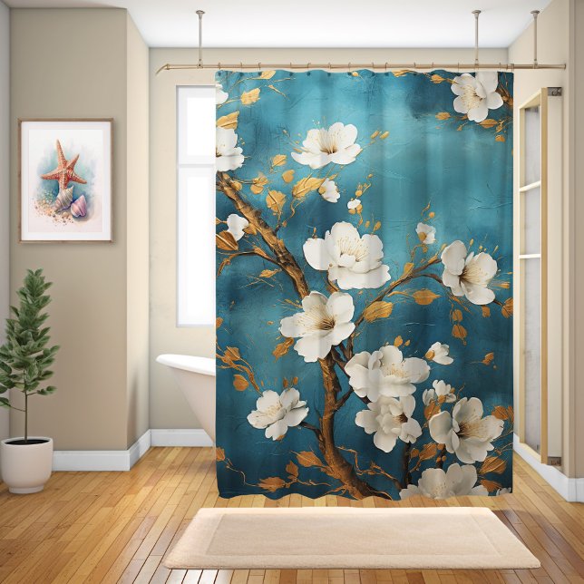 Japanese Cherry Blossoms Watercolor  Shower Curtain (Creator Uploaded)