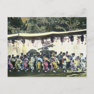 Japanese Cherry Festival Vintage Dancers Postcard