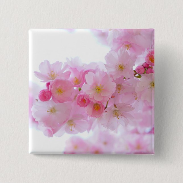 Japanese Cherry Tree Blossom 15 Cm Square Badge (Front)