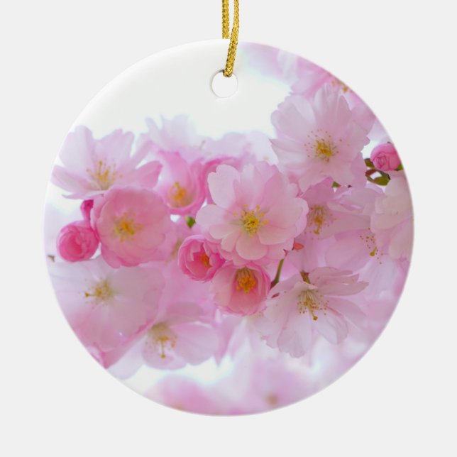Japanese Cherry Tree Blossom Ceramic Ornament (Front)