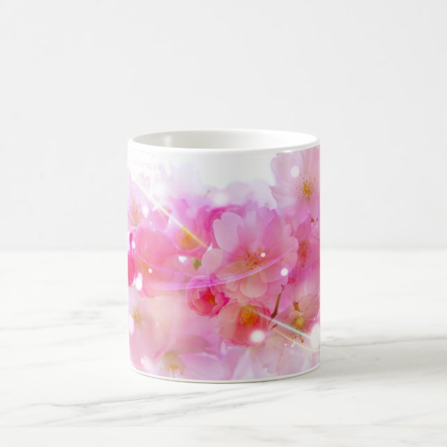 Japanese Cherry Tree with Pastel Pink Blossoms Coffee Mug (Center)