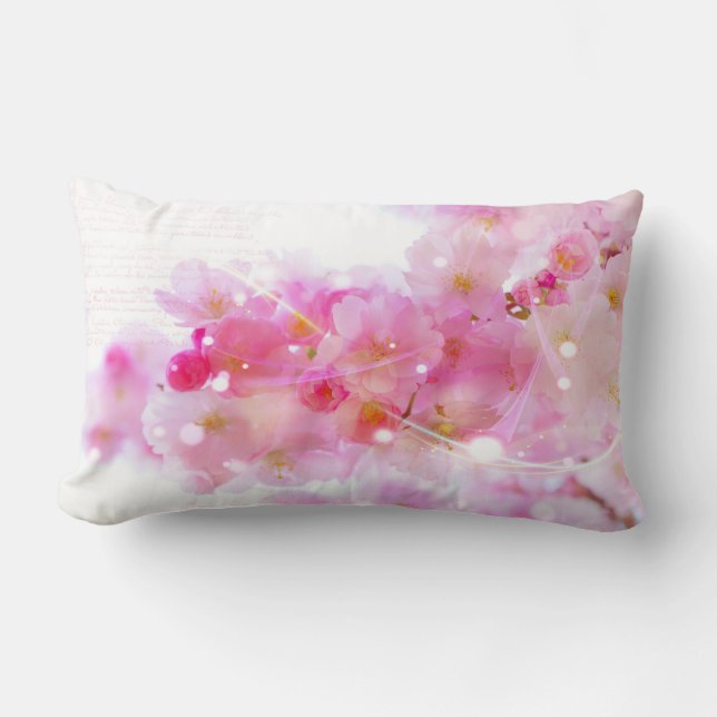 Japanese Cherry Tree with Pastel Pink Blossoms Lumbar Cushion (Front)