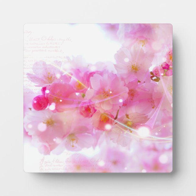 Japanese Cherry Tree with Pastel Pink Blossoms Plaque (Front)