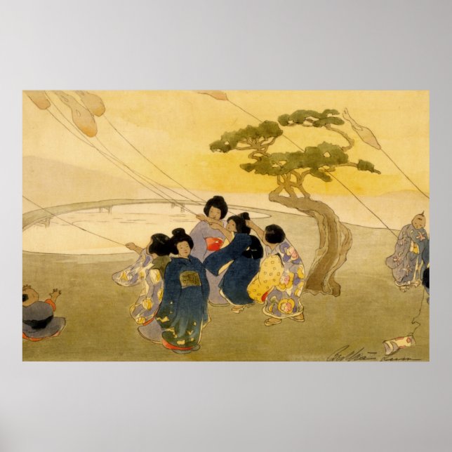 Japanese Children Flying Kites - Bertha Lum - 1913 Poster (Front)