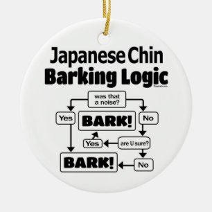 Japanese Chin Barking Logic Ceramic Ornament