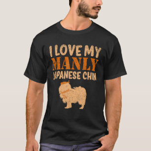 Japanese Chin Canine Boy Dog Manly Gender Reveal T-Shirt