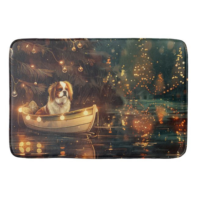 Japanese Chin Christmas Festive Voyage  Bath Mat (Front)
