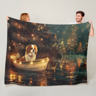 Japanese Chin Christmas Festive Voyage Fleece Blanket