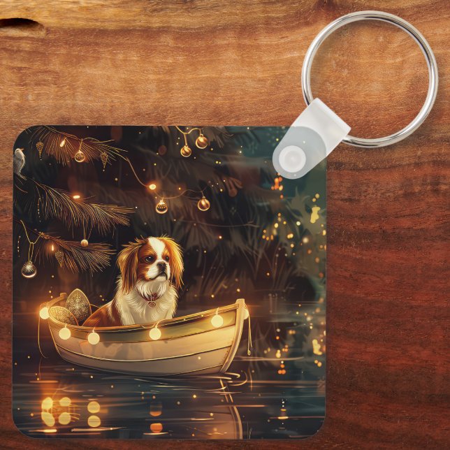 Japanese Chin Christmas Festive Voyage  Key Ring (Back)