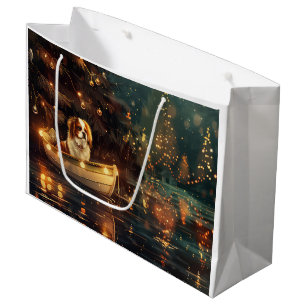Japanese Chin Christmas Festive Voyage  Large Gift Bag