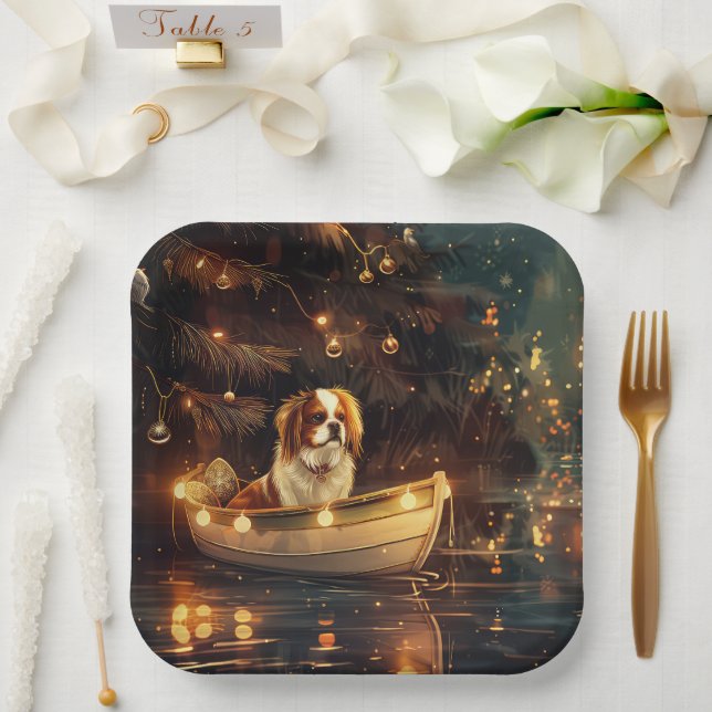 Japanese Chin Christmas Festive Voyage  Paper Plate (Wedding)