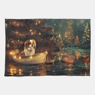 Japanese Chin Christmas Festive Voyage  Tea Towel