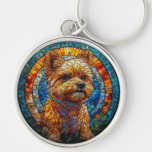 Japanese Chin Colourful Stained Glass Artwork Key Ring