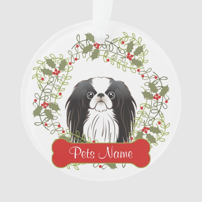 Japanese Chin Customisable Ornament (Front)