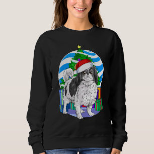 Japanese Chin Cute Santa Christmas Tree Decor Sweatshirt