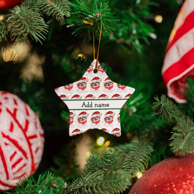 Japanese Chin Dog Breed Christmas Stars Ceramic Ornament (Creator Uploaded)