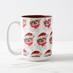 Japanese Chin Dog Breed Christmas Stars Two-Tone Coffee Mug