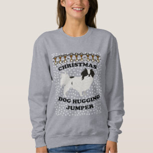 Japanese Chin dog Christmas Dog Hugging Sweatshirt