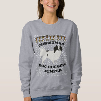 Japanese Chin dog Christmas Dog Hugging Sweatshirt