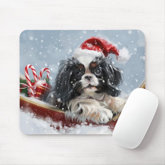 Japanese Chin Dog Christmas Festive Mouse Pad (With Mouse)