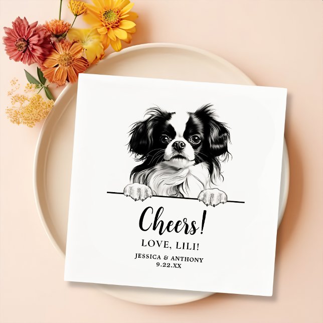 Japanese Chin Dog Hand Drawing Personalised Cheers Napkin (Creator Uploaded)
