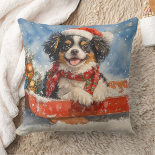 Japanese Chin Dog in Sledge Let it Snow Christmas Cushion