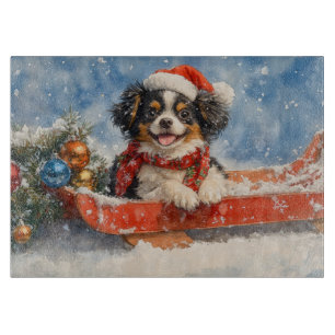 Japanese Chin Dog in Sledge Let it Snow Christmas Cutting Board
