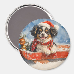 Japanese Chin Dog in Sledge Let it Snow Christmas Magnet