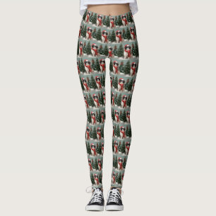 Japanese Chin Dog in Snow Christmas  Leggings
