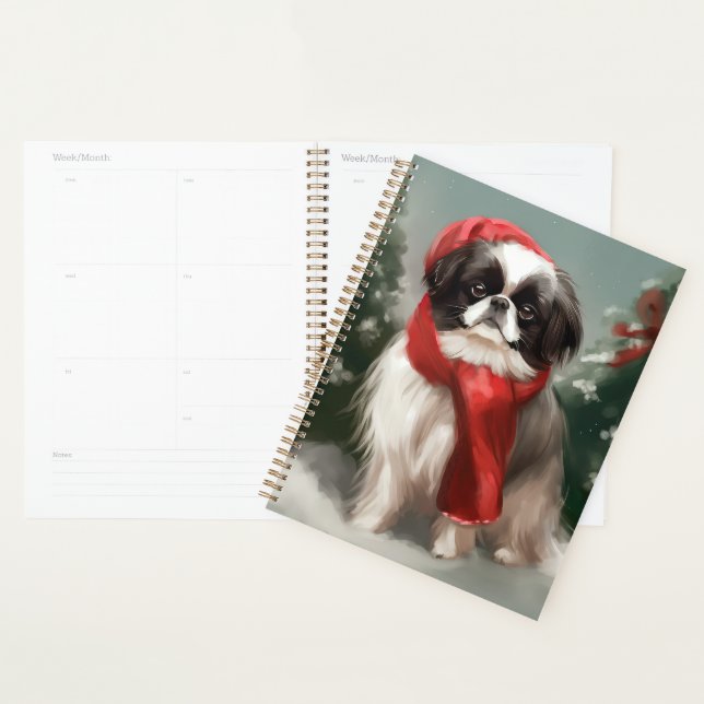 Japanese Chin Dog in Snow Christmas  Planner (Display)