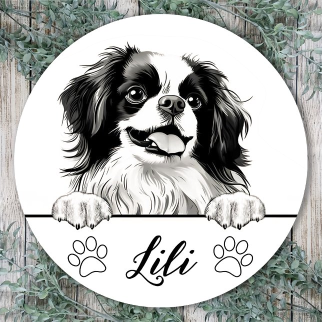 Japanese Chin Dog Personalised Classic Round Sticker (Creator Uploaded)