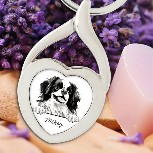 Japanese Chin Dog Personalised Hand Drawing Key Ring