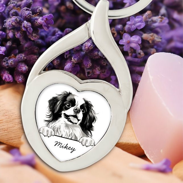 Japanese Chin Dog Personalised Hand Drawing Key Ring (Creator Uploaded)