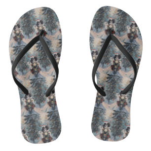 Japanese Chin Dog Riding Motorcycle Christmas Thongs