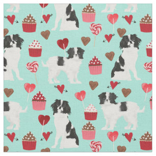 japanese chin dog valentines mint fabric
