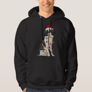 Japanese Chin Dog Wearing Christmas Hat Lights Hoodie