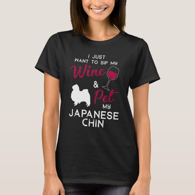 Japanese Chin Dog Wine  Owner Christmas Birthday T-Shirt (Front)