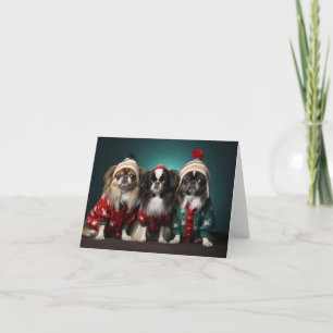 Japanese Chin Dogs Christmas Card