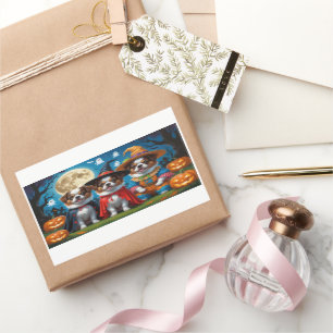 Japanese Chin Dogs Pumpkin Halloween Funny Rectangular Sticker