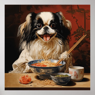 Japanese Chin Eating Ramen Poster