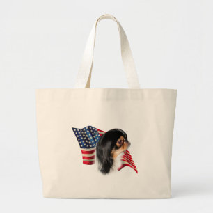 Japanese Chin Flag Large Tote Bag