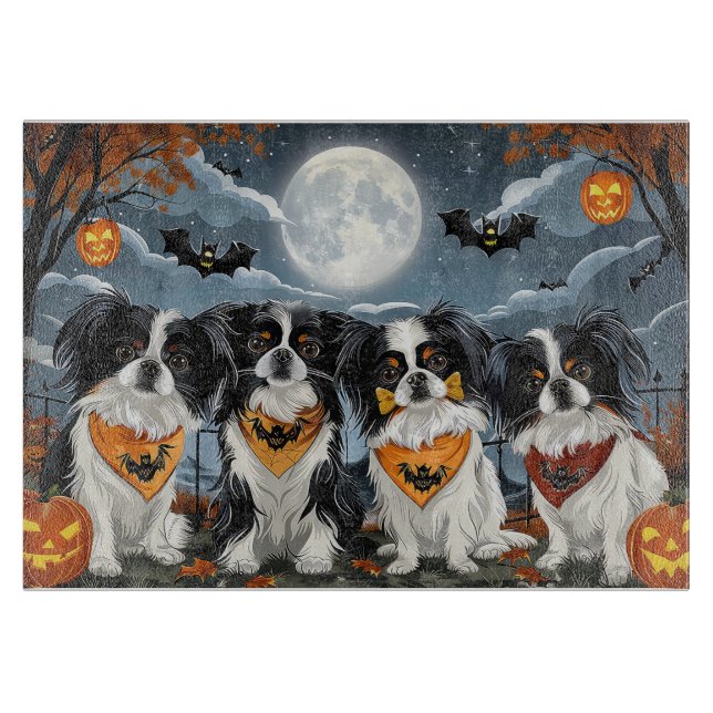 Japanese Chin Halloween Spooky Cutting Board (Front)