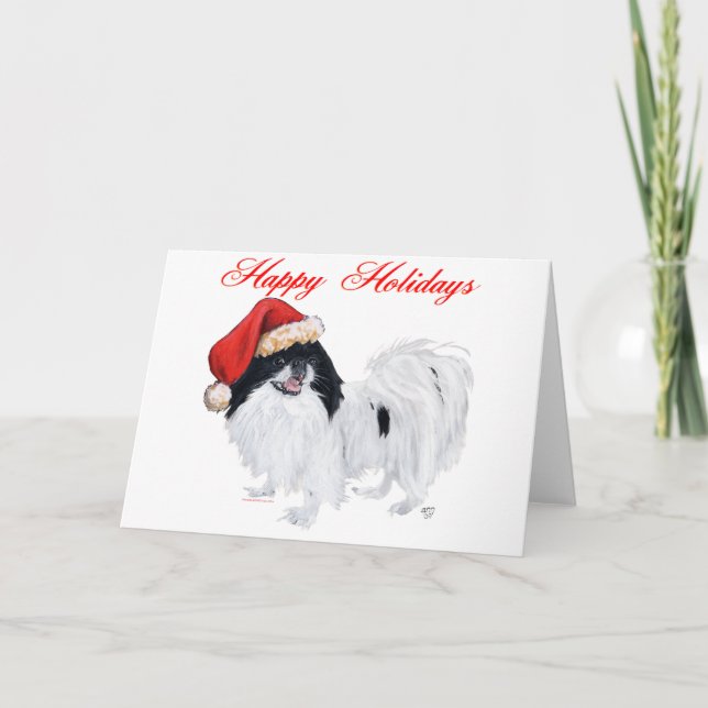 Japanese Chin Happy Holidays Holiday Card (Front)
