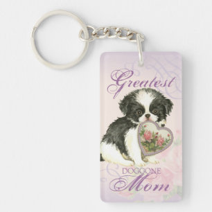 Japanese Chin Heart Mum Key Ring