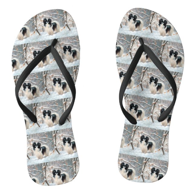 Japanese Chin Let It Snow Christmas Thongs (Footbed)