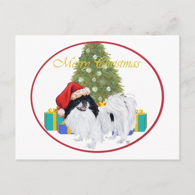 Japanese Chin Merry Christmas Holiday Postcard (Front)