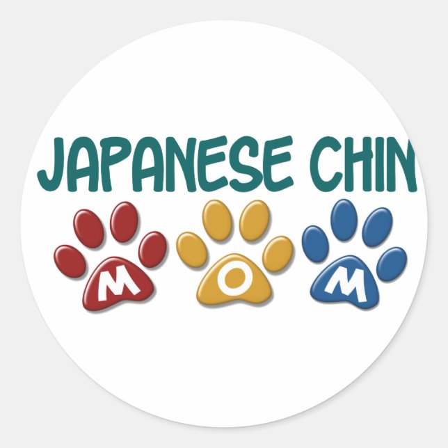 JAPANESE CHIN Mum Paw Print 1 Classic Round Sticker (Front)