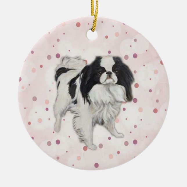 Japanese Chin Original Dog Art Ornament (Front)